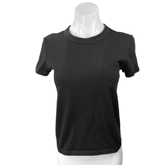 Zara Women's Black Crew Neck Short Sleeve Basic Pocket T Shirt Tee Top Size S - Picture 1 of 4